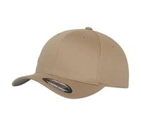Flexfit Kappe Brushed Twill 6377 – Unisex, khaki, silberne Schirmunterseite, L/XL