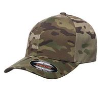 Flexfit Multicam Baseballkappe, 6 Paneele, offiziell lizenziert, Multi-Camouflage-Muster, Schwarz oder Grün, Grün Multicam, L/XL