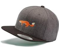 Flexfit Snapback Cap : Fox Fuchs - Kappi für Naturliebhaber Herren & Damen Baseball Cap Kappe Mütze Outdoor Kletter Ausrüstung Wander Zubehör (Charcoal/Black)