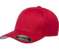 Flexfit Sportliche Baseball Fitted Cap Mütze, Rot/Ausflug, einfarbig (Getaway Solids), XXS-XS