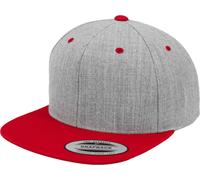 FLEXFIT Unisex 6-Panel Snapback Kappe Flache Cap 6089MT heather grey/red one size