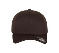 Flexfit Unisex Baseballkappe Wooly Combed, silberne Schirmunterseite, Braun XS/S