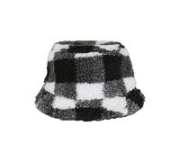 Flex Cap FLEXFIT "Flexfit Bucket Hat Sherpa Check Hat" Gr. one size, weiß (white, black) Damen Caps (47629903-0) white, black