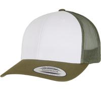 Flexfit Trucker Cap Retro – Unisex, zweifarbig, Moss Green/White/Olive, Einheitsgröße