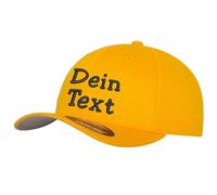 Flexfit Wooly Combed Basecap Bestickt mit Wunschtext (DE/NL/SE/PL, Alphanumerisch, L, XL, Gold)