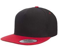 Flexfit Yupoong YP Classics 5-Panel Baumwolltwill Snapback Snapback Unisex Erwachsene Schwarz Rot Einheitsgröße