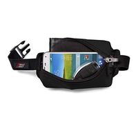 Flexi-Gurt Schwarz: Dehnbare Bauchtasche Gürteltasche Hüfttasche Bauchbeutel Klein Startnummernband für Sport Laufen Joggen Wandern Reisen Fitness Smartphone Wertsachen Damen und Herren