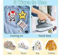 Flicken Zum AufbüGeln, Patches Zum AufbüGeln, AufnäHer Zum AufbüGeln Kinder, 16pcs Super Bros BüGelpatch, Mario Sticker BüGelflicken Für Textilien Kinder, Kleidung Jacken RucksäCke Jeans, Diy T-Shirt