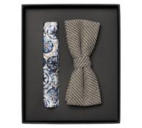 Venti Set Fliege, Einstecktuch beige, Gemustert