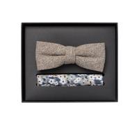 Fliege VENTI "VENTI Set aus Fliege und Einstecktuch gemustert", Herren, beige (champagner beige), 52% Polyester, 47% Baumwolle, 1% Elasthan, Fliegen (43148725-0) champagner beige