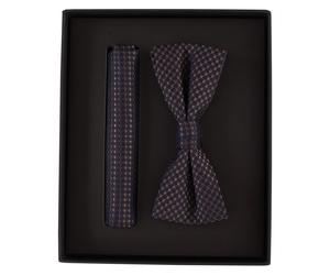 Fliege VENTI "VENTI Set aus Fliege und Einstecktuch gemustert", Herren, blau (dunkelblau), 100% Seide, Fliegen (14605061-0) dunkelblau