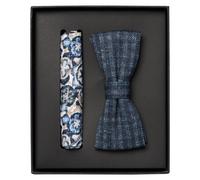 Venti Set Fliege, Einstecktuch blau, Gemustert