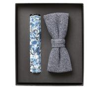 Fliege VENTI "VENTI Set aus und Einstecktuch gemustert" blau (graues mittelblau) Herren Fliegen (98402217-0) graues mittelblau