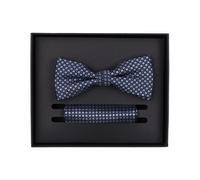 Venti Set Fliege, Einstecktuch blau, Kariert