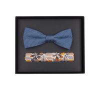 Fliege VENTI "VENTI Set aus Fliege und Einstecktuch gemustert", Herren, blau (mittelblau), 52% Polyester, 47% Baumwolle, 1% Elasthan, Fliegen (23596961-0) mittelblau