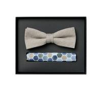 Venti Set Fliege, Einstecktuch blau, Gemustert