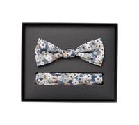 Venti Set Fliege, Einstecktuch silber, Gemustert