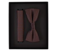 Fliege VENTI "VENTI Set aus Fliege und Einstecktuch gemustert", Herren, orange (dunkelorange), 100% Seide, Fliegen (69606740-0) dunkelorange