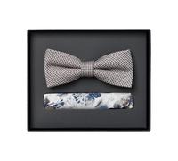 Fliege VENTI "VENTI Set aus Fliege und Einstecktuch gemustert", Herren, sand, 72% Polyester, 20% Viskose, 8% Elasthan, Fliegen (97010718-0) sand