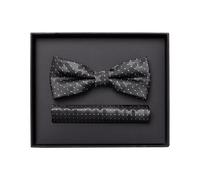 Fliege VENTI "VENTI Set aus Fliege und Einstecktuch gemustert", Herren, schwarz (grau), 100% Seide, Fliegen (40782648-0) grau
