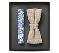 Fliege VENTI "VENTI Set aus Fliege und Einstecktuch gemustert", Herren, weiß (weißbeige), 52% Polyester, 47% Baumwolle, 1% Elasthan, Fliegen (45938701-0) weißbeige