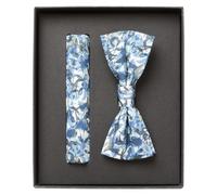 Fliege VENTI "VENTI Set aus Fliege und Einstecktuch Print", Herren, blau (hellblau), 100% Baumwolle, Fliegen (52121868-0) hellblau