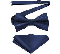 Fliege vorgebundene Herren Einstecktuch Set Hochzeit A2-marineblau