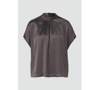 Satinbluse S.OLIVER BLACK LABEL, Damen, Gr. 36, anthrazit, Satin, Obermaterial: 100% Polyester, unifarben, relaxed fit taillenbedeckt, Blusen, mit Falten (86430817-36) anthrazit