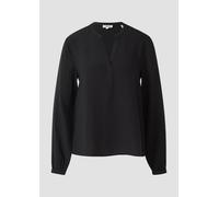 Fließende Viskosebluse mit Rundhals mit V-Ausschnitt 42 schwarz 2173100.9999.42