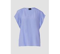 Fließende Viskosebluse mit Smok-Effekt und Volantärmeln 40 blau 2165955.5328.40