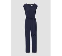 Fließender Jersey-Jumpsuit mit Falte und Bindegürtel 34 blau 2150293.5959.34