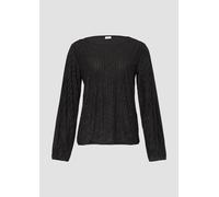 Fließendes Langarmshirt mit Glitzerstreifen 36 schwarz