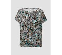 Fließendes T-Shirt aus Viskosemix mit All-over-Muster 38 schwarz 2166268.99A2.38