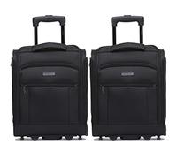 Flight Knight 2er-Set 45x36x20cm easyJet Underseat Carry On Non Priority Approved Handgepack Koffer - 2 Rader - Ultra Lightweight Durable Soft Case Textile Cabin Suitcase