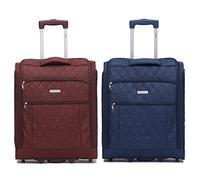 Flight Knight 2er-Set 56x45x25cm easyJet & British Airways Large Carry On Approved & Tested Maximum Size Handgepack Koffer - 2 Rader - Ultra Lightweight Durable Soft Case Textile Cabin Suitcase