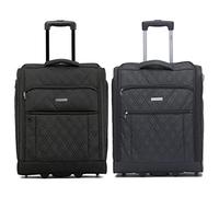 Flight Knight 2er-Set 56x45x25cm easyJet & British Airways Large Carry On Approved & Tested Maximum Size Handgepack Koffer - 2 Rader - Ultra Lightweight Durable Soft Case Textile Cabin Suitcase