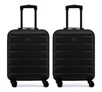 Flight Knight 2er-Set Leichte 4-Rad-ABS-Hartschalenkoffer Handgepack, zugelassen fur uber 60 Fluggesellschaften, einschließlich easyJet, Jet2 und maximale Große fur Ryanair (Priority) 55 x 40 x 20 cm