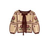 Fliink Charlotte Cardigan - 2-3Y / sandshell/burgendy / 100% Bio-Baumwolle