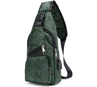 flintronic Brusttasche mit USB-Aufladung, Brusttasche Sling mit Verstellbarem, Rucksack Schultertasche für Männer (einschließlich 1 * USB-Kabel) - Grün Tarnung