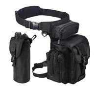 flintronic Taktisch Beintasche, Wasserdicht Bauchtasche mit Wasserflaschentasche, Verstellbarer Taktische Tasche Militär Hüfttasche für Motorradfahren Camping Angeln-Schwarz Fishing-Schwarz