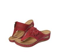 Flip Flops Damen Blumen Sandalen Leichte Orthopedische Sandaletten Plateau Sommerschuhe Offene Schuhe Sandalette Sommer Elegant Bequem Hausschuhe Dicke Sohle Outdoorsandale Rutschfeste Strandschuhe