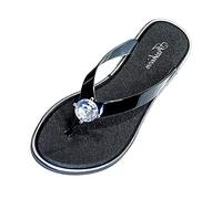 Flip Flops Damen Glitzer Elegant Sandaletten Zehentrenner Plateau Strass-Slippers Flip-Flops-Pantoletten Damen Mit Fussbett Sandaletten Peeptoes Keilabsatz Sommerschuhe Abendschuhe
