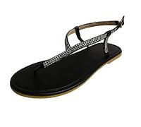 Flip Flops Damen mit Strass Sandalen Flache Sandaletten Slingback Sandals Elegant Coole Mit Fussbett Sandalette Bequem Römersandalen Boho Glitzer Schuhe Sommerschuhe Offene Zehentrenner Strandschuhe