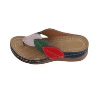 Flip Flops Damen Zehentrenner Mit Fussbett Orthopädische Schuhe Sandalen Sommer Fußbett Pantoffeln Sommerschuhe Flipflop Bequem Sandaletten Barfuss Slippers Freizeit Hausschuhe (Dunkelblau,36)