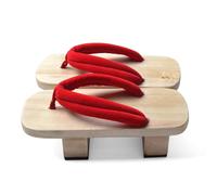 Flip Flops Frauen Hölzerne Clogs Höhe erhöhen Hausschuhe,Japanische Holz Geta Hausschuhe, Traditionelle Holz Clogs Wide Sole Sandalen(Size:EU 36/37,Color:Rot)