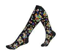 Flip-Flops Kalligraphie-Strandschuhe, Kompressionssocken für Damen und Herren, 20-30 mmHg, kniehohe Waden für Fliegen, Laufen