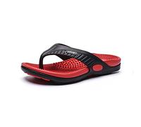 Flip-Flops Massage Hausschuhe,Akupunktur Massage Schuhe Hausschuhe, Reflexzonenmassage Tool Fußmassage für Plantarfasziitis, Fersensporn, Arthritis(Size: 42 EU,Color:Rot)