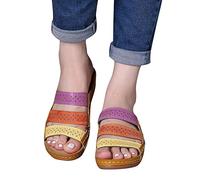 Flip Flops mit Bogen Unterstützung für Frauen, Damen Sommer Flip-Flops Keilabsatz Hausschuhe Orthopädische Sandalen Casual Beach Sandalen Komfortable Anti-Rutsch Atmungsaktive Sandale Slip On J298