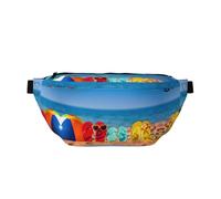 Flip-Flops On A Sandy Beach Print Große Outdoor-Sportgürteltasche, Crossbody-Bauchtasche für Damen und Herren, Reisen, Workout, Hüfttasche