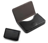 Flip-Stil Visitenkartenetui, PU-Leder Visitenkartenbox, Visitenkarten Etui mit Magnetverschluss, Pocket Kartenetui für Reisen und Business, Visitenkartenetui Leder für Damen und Herren (Schwarz)